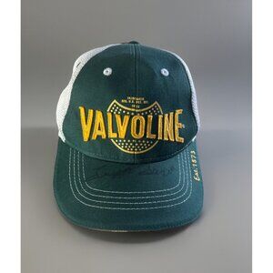 Valvoline Oil Company Hat Cap Green White Adjustable Snap Back Autographed